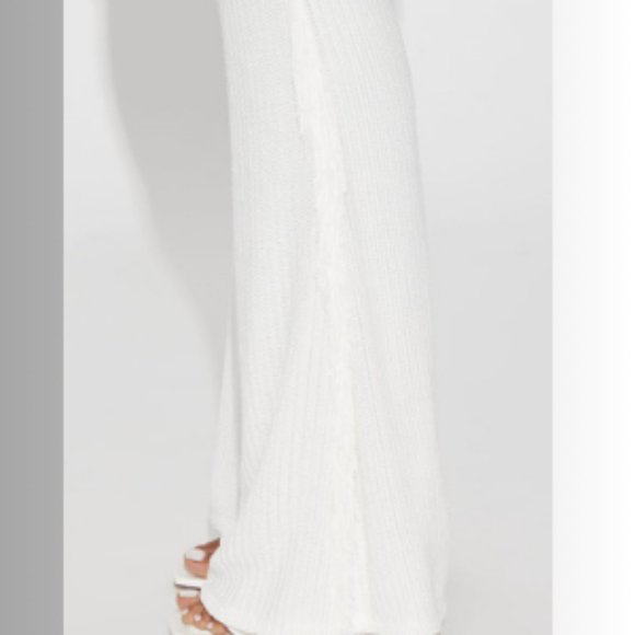Fashion Nova Always Wining Fringe Pant Set - Size: 1X, Color: Ivory - Picture 4 of 12